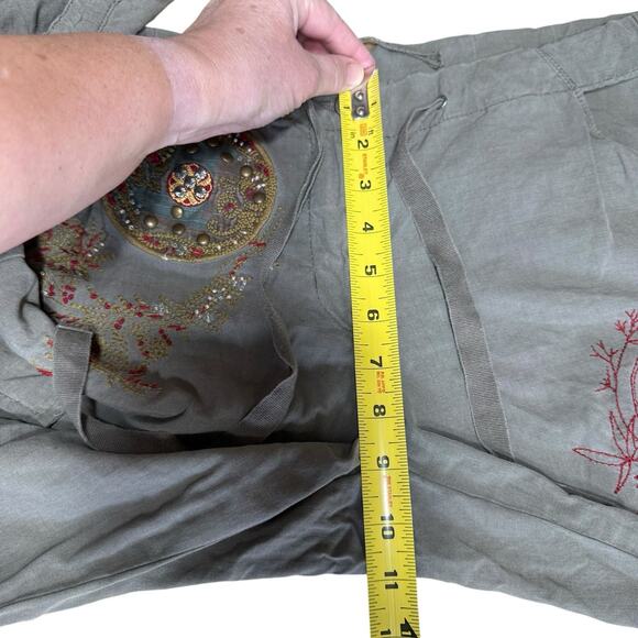 Vtg Y2K Da-nang Cargo Military Pants Embroidered Tan Large 34x31.5 Army Bohemian - Picture 9 of 9